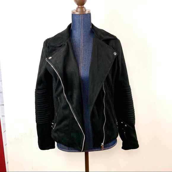 YMI Faux Suede Black Moto Jacket Asymmetrical Zipper sm - Picture 5 of 8